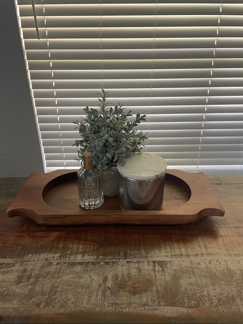 Wooden Decorative Tray - Dark Brown - Picture 2 of 9
